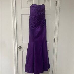Jordan Strapless Purple Ruched Mermaid Gown